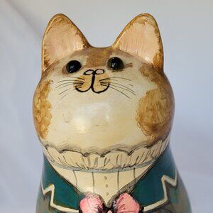 VTG Signed Joan DeBethel Ceramic Cat 1986 Sossex #382 Rye Pottery Hand Painted